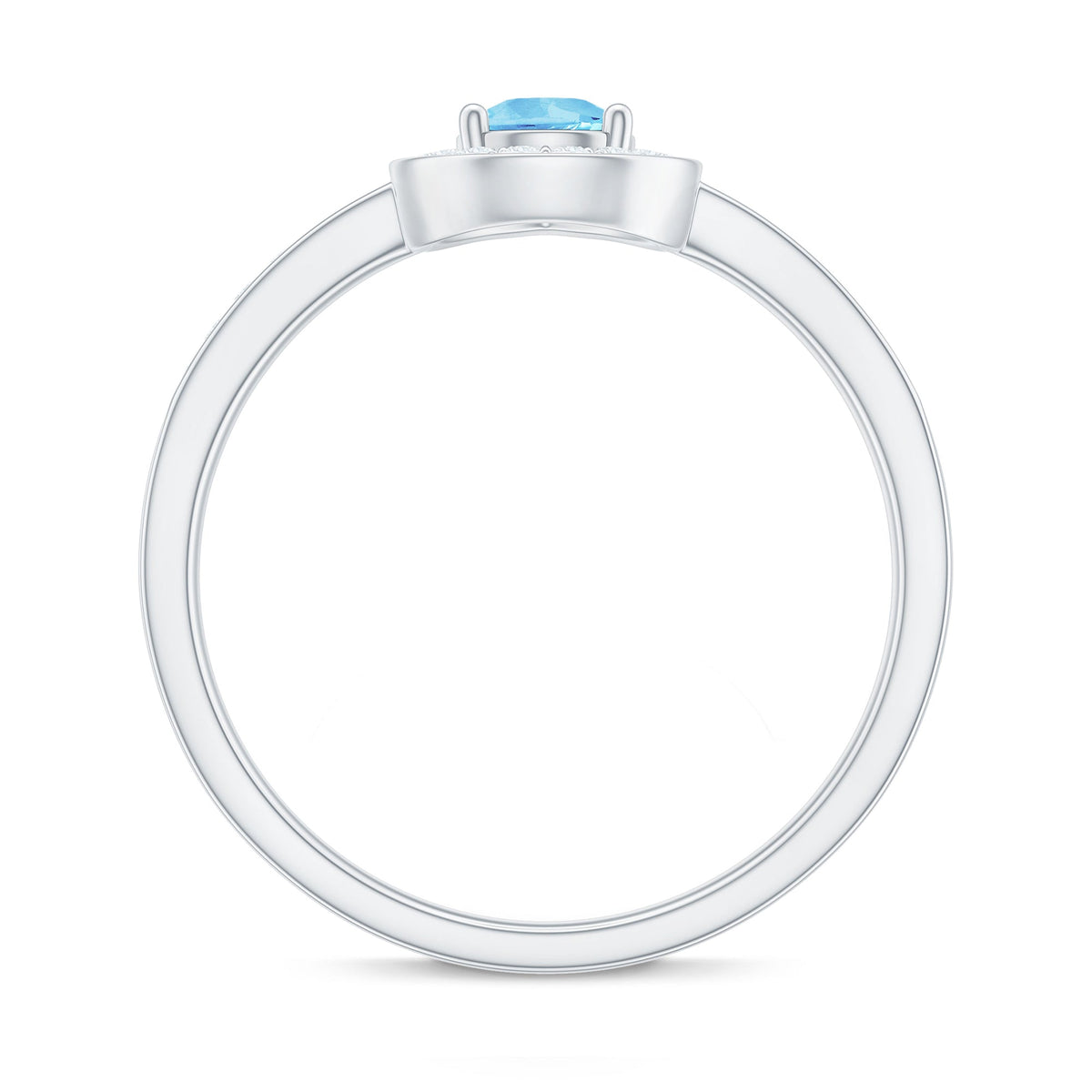 Natural Pear Shaped Aquamarine Engagement Ring with Diamond Halo
