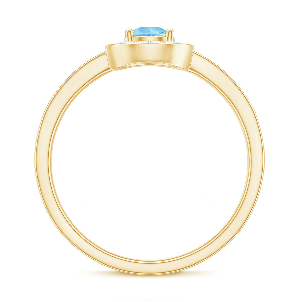 Natural Pear Shaped Aquamarine Engagement Ring with Diamond Halo