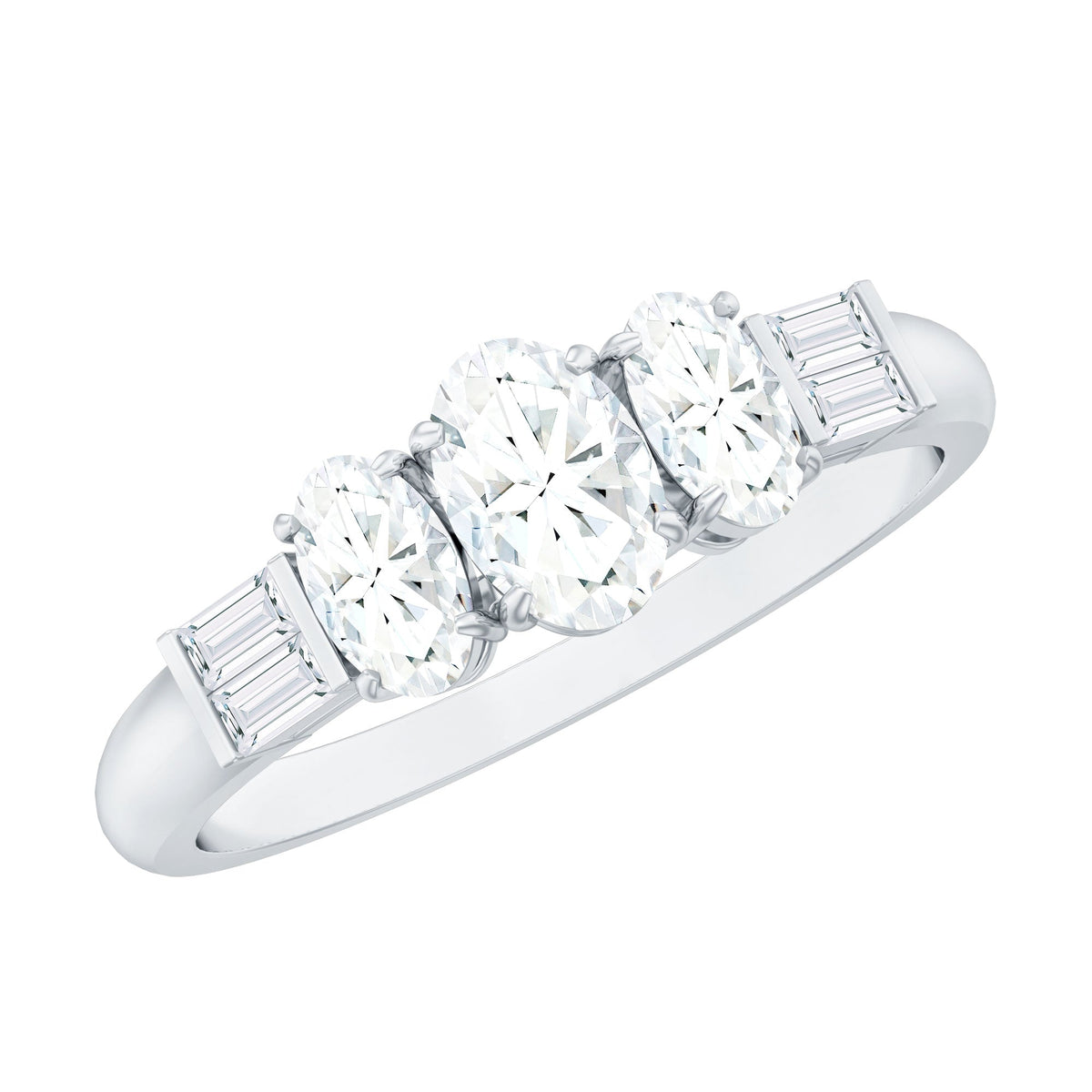 Oval Moissanite Three Stone Anniversary Ring for Women