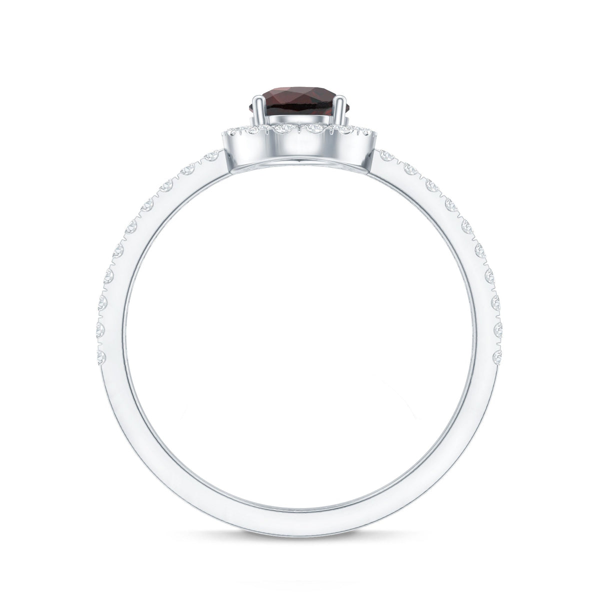 Natural 0.8 Carat Garnet Teardrop Engagement Ring with Diamond Halo