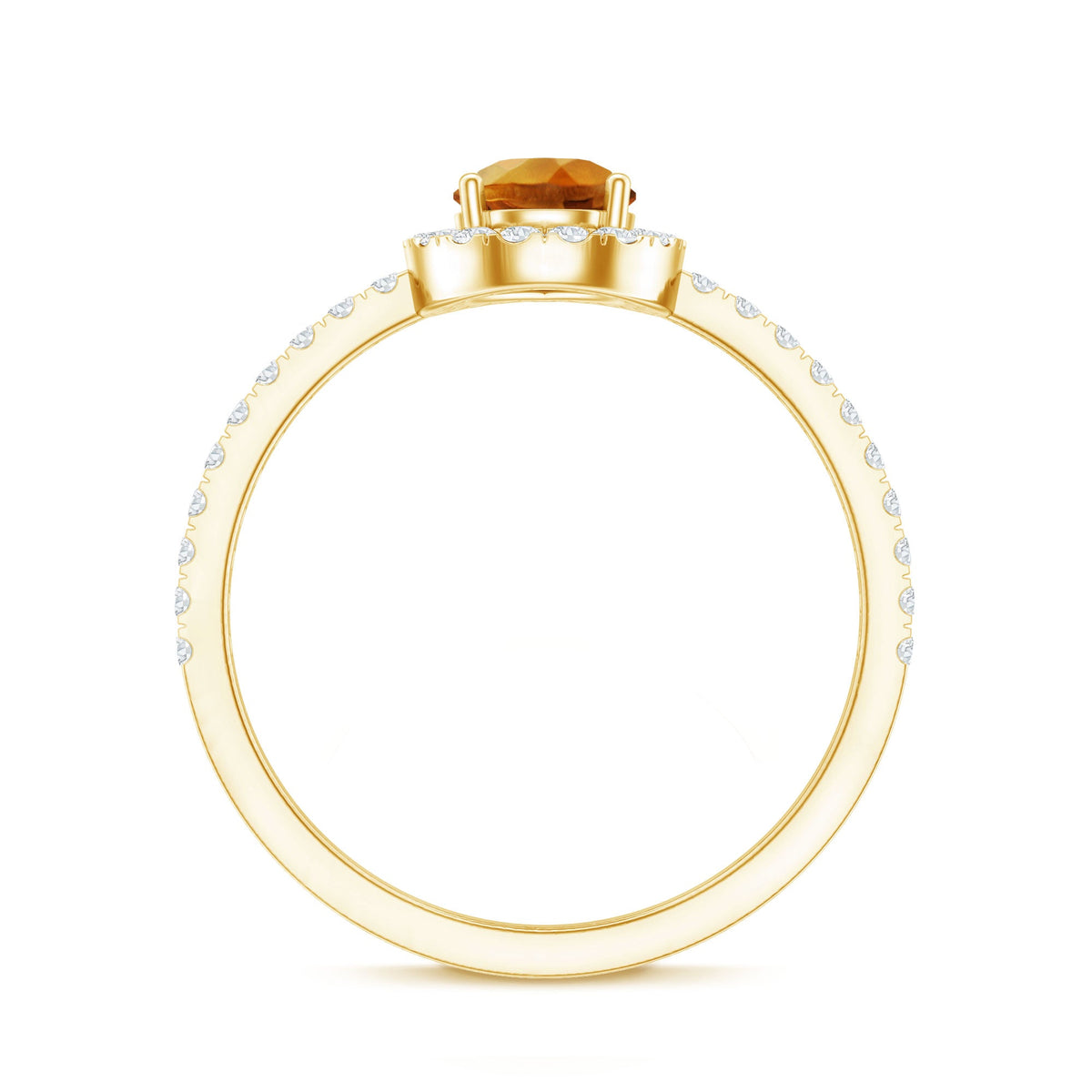 Classic Citrine Teardrop Engagement Ring with Diamond Halo