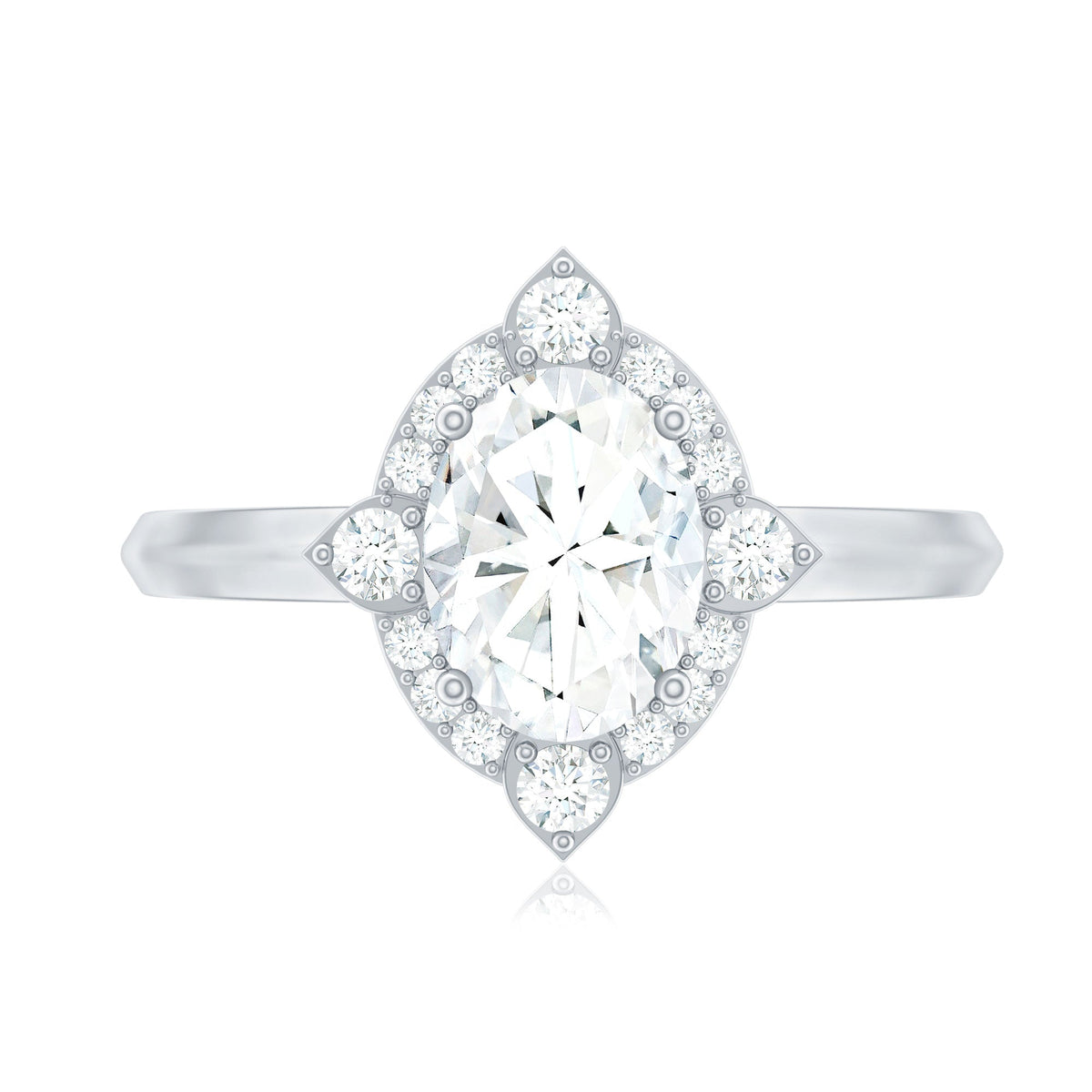 Vintage Style Oval Shaped Moissanite Halo Engagement Ring