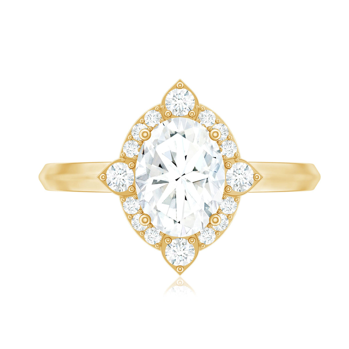 Vintage Style Oval Shaped Moissanite Halo Engagement Ring