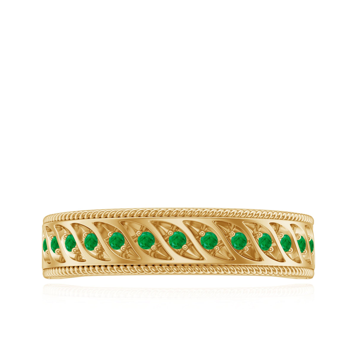 Genuine Emerald Vintage Inspired Eternity Band