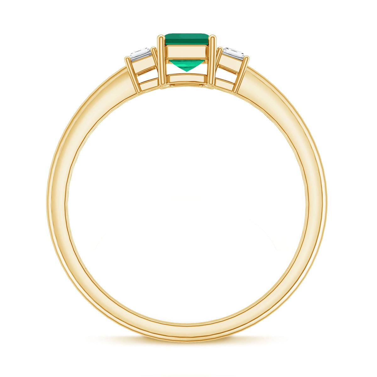 Emerald Cut Emerald and Diamond 3 Stone Promise Ring for Her