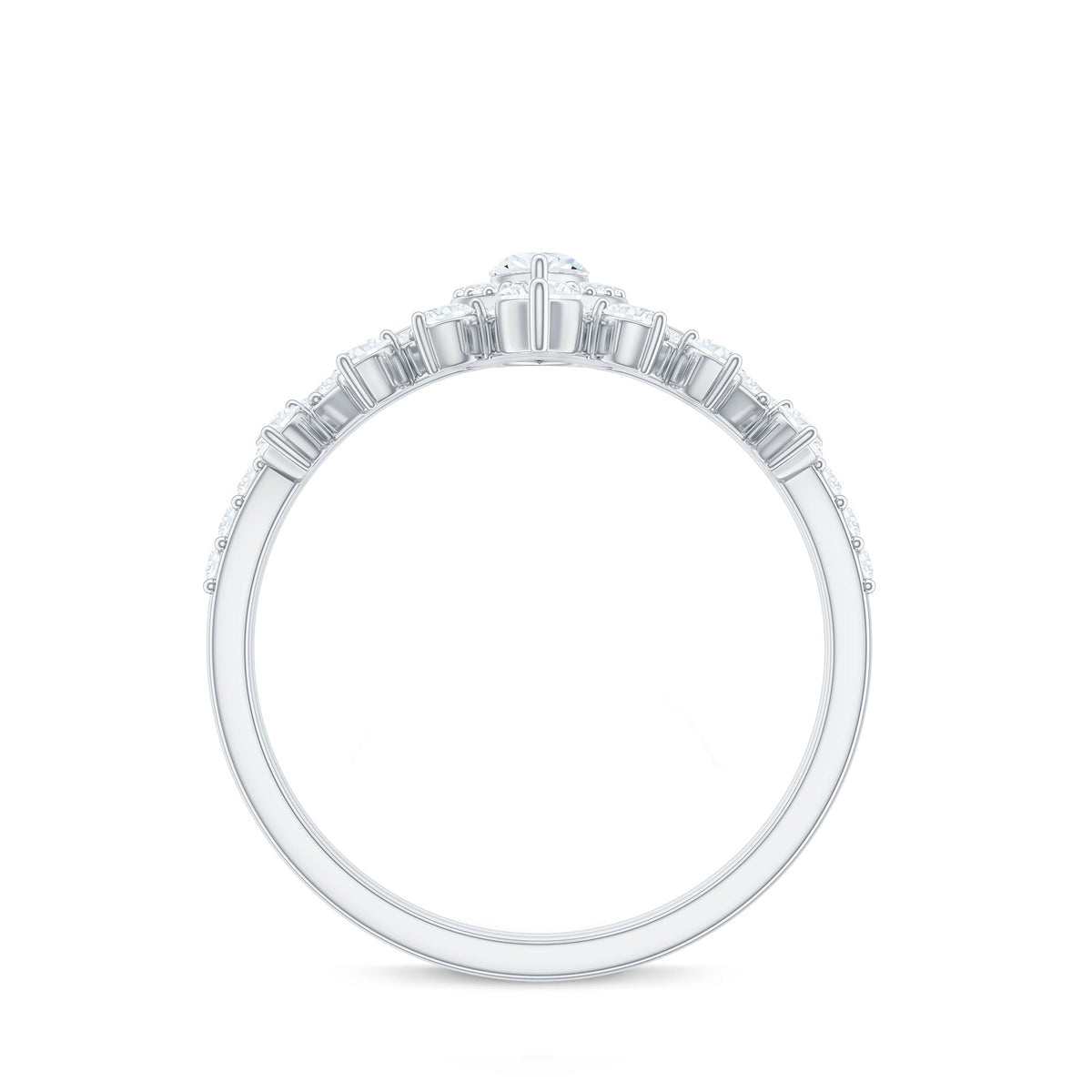 Marquise Cut Moissanite Halo Wedding Ring Set For Women