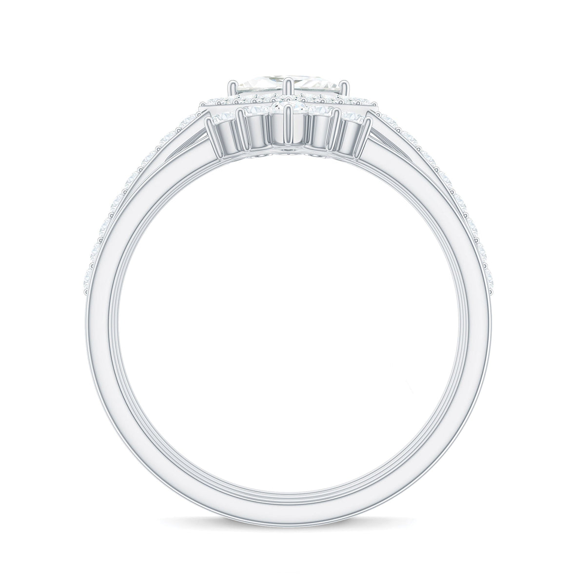 Princess Cut Moissanite Trio Bridal Ring Set with Certificate