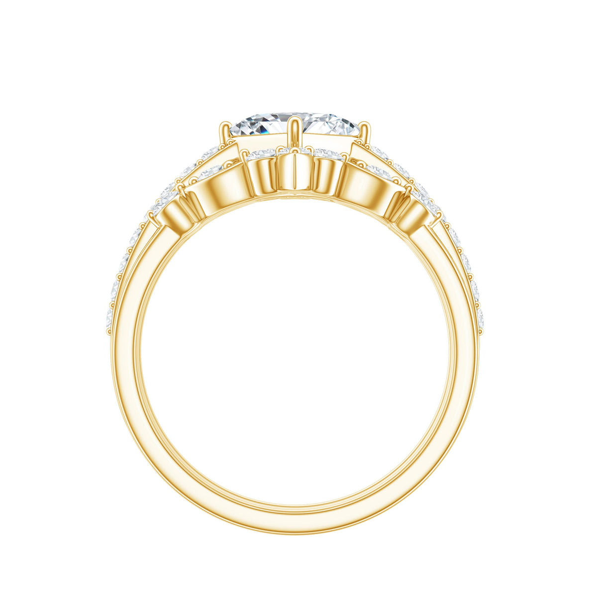 Classic Trio Bridal Ring Set with Princess and Round Cut Moissanites