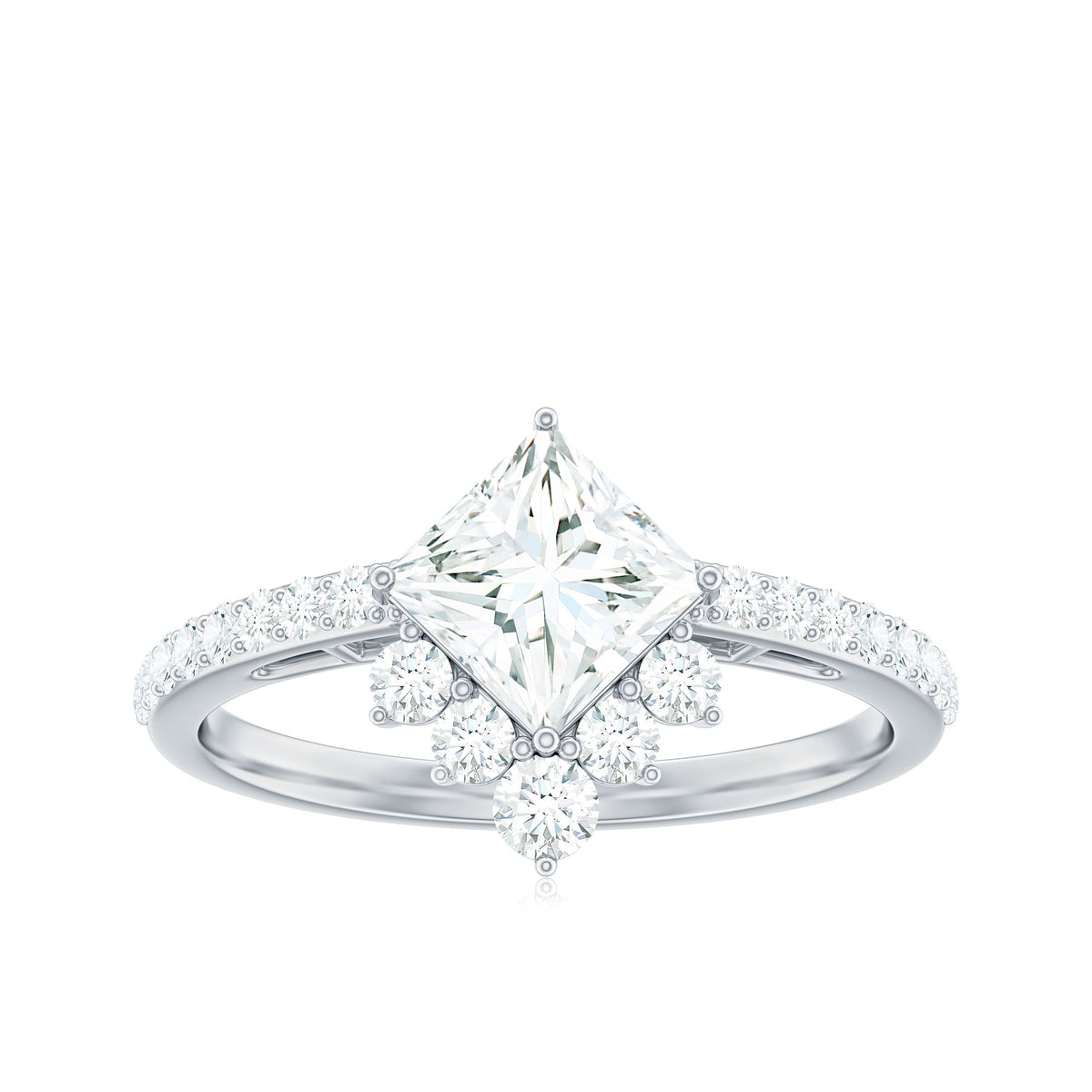 Princess Cut Moissanite Designer Engagement Ring for Women