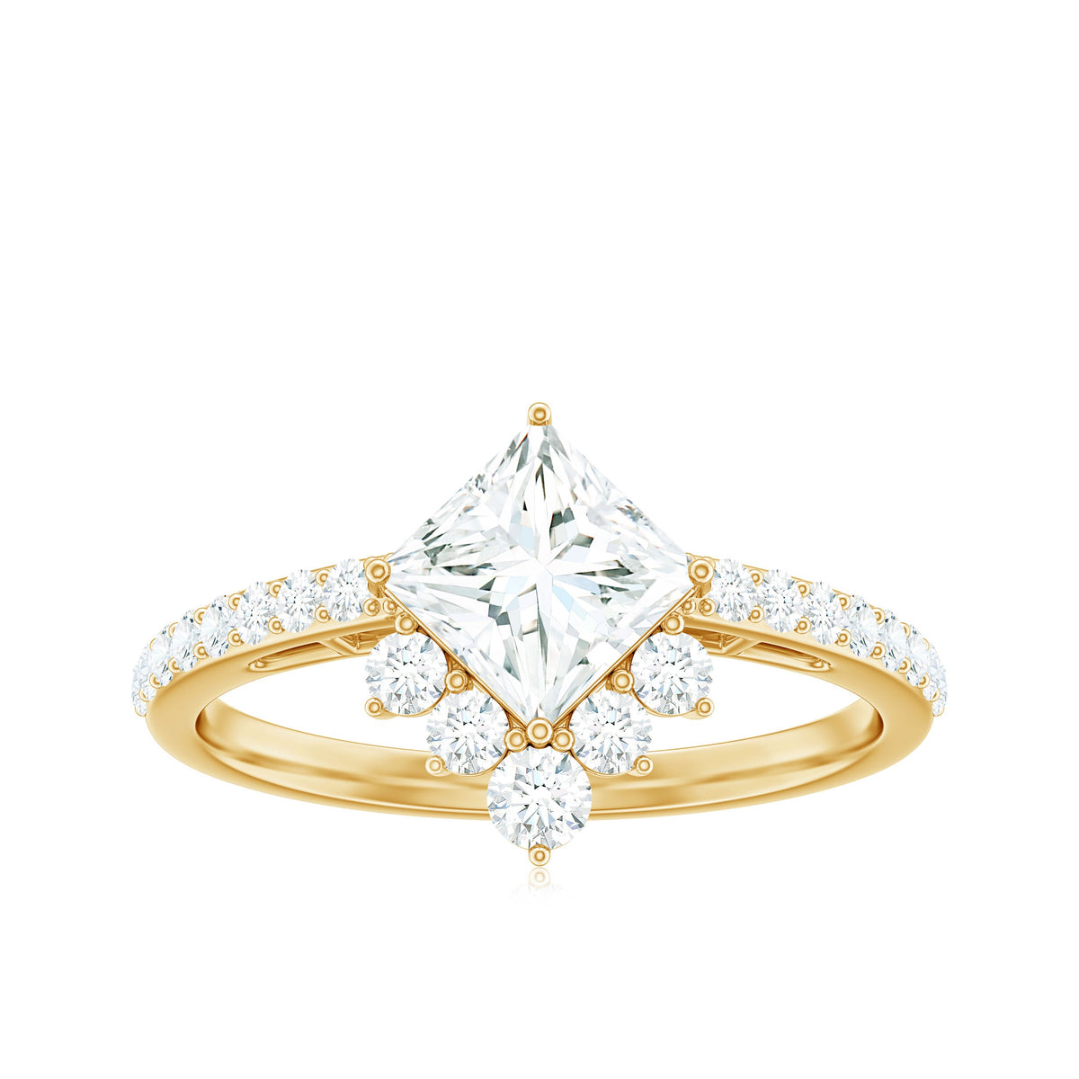 Princess Cut Moissanite Designer Engagement Ring for Women