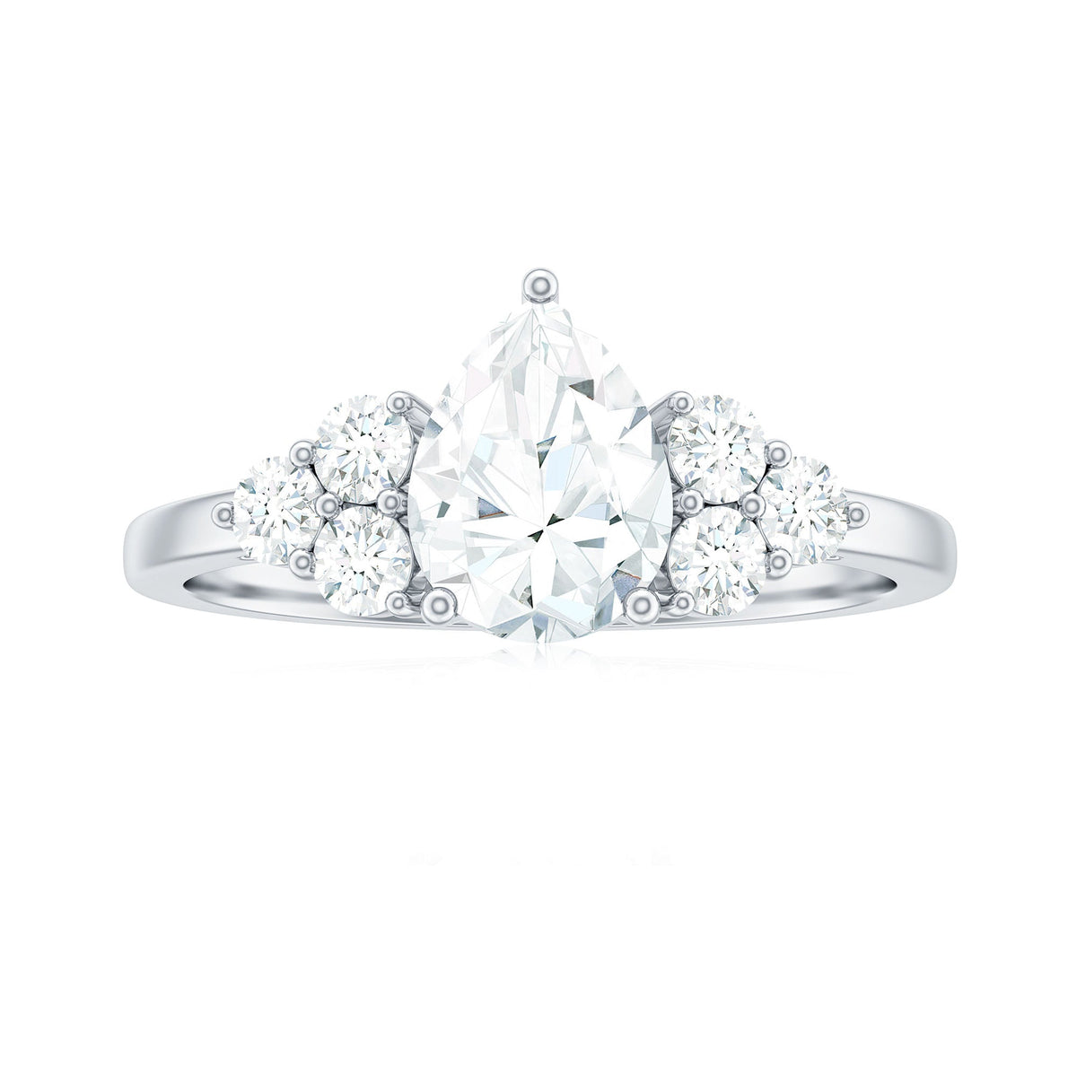 Certified 1.3 Carat Moissanite Pear Engagement Ring with Trio