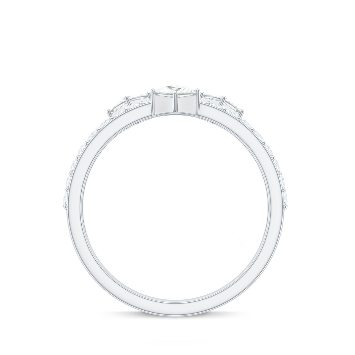 Princess and Round Cut Moissanite Designer Wedding Band