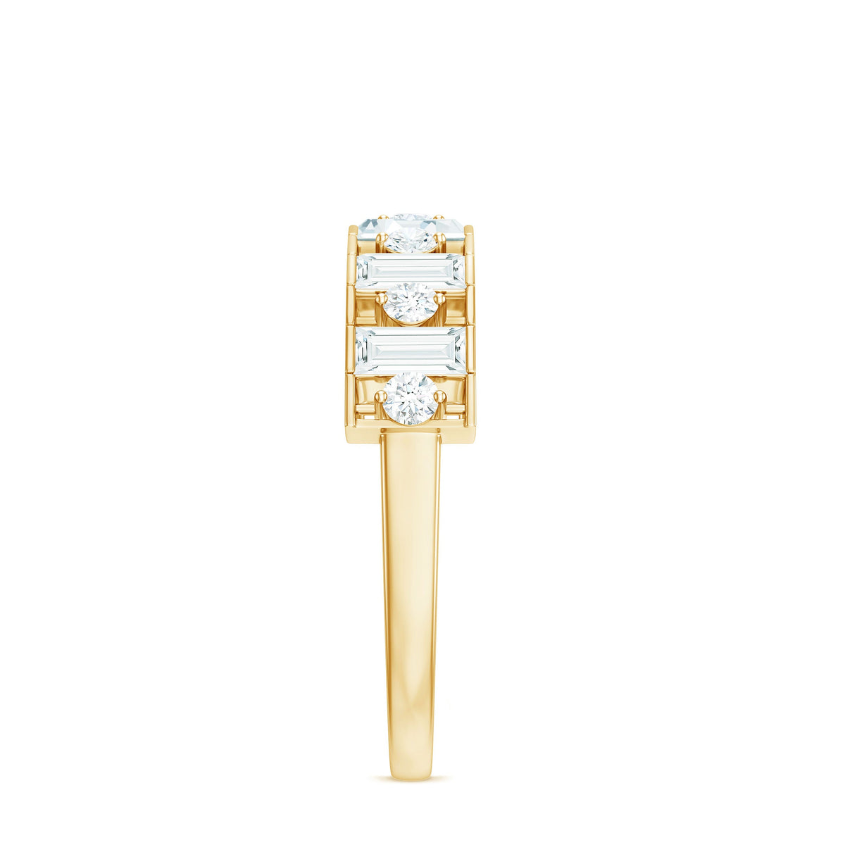 Baguette and Round Cut Moissanite Stackable Eternity Band