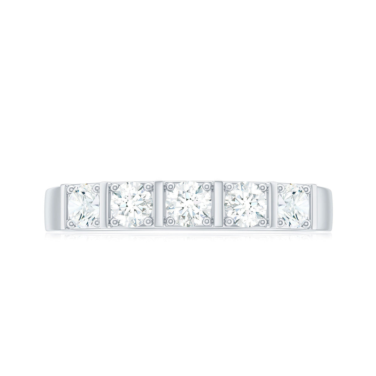 Round Cut Certified Moissanite Five Stone Anniversary Band for Men