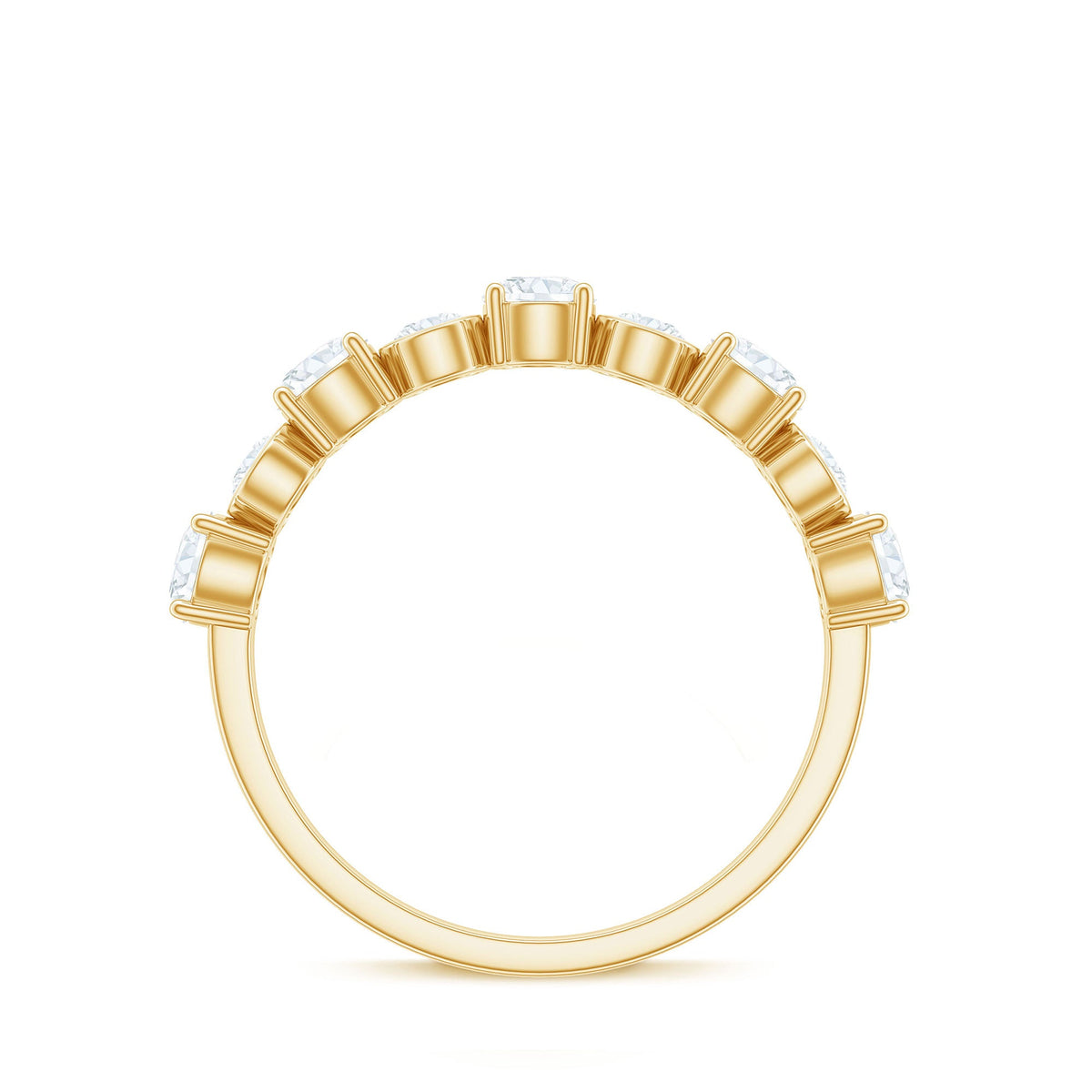 Certified Round Cut Moissanite Half Eternity Band Ring