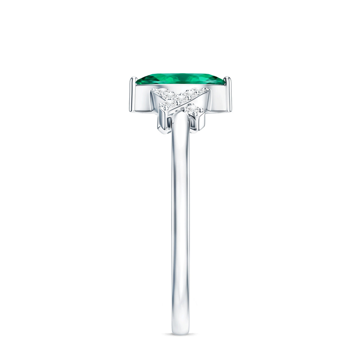 Designer Lab Grown Emerald Marquise Engagement Ring with Diamond