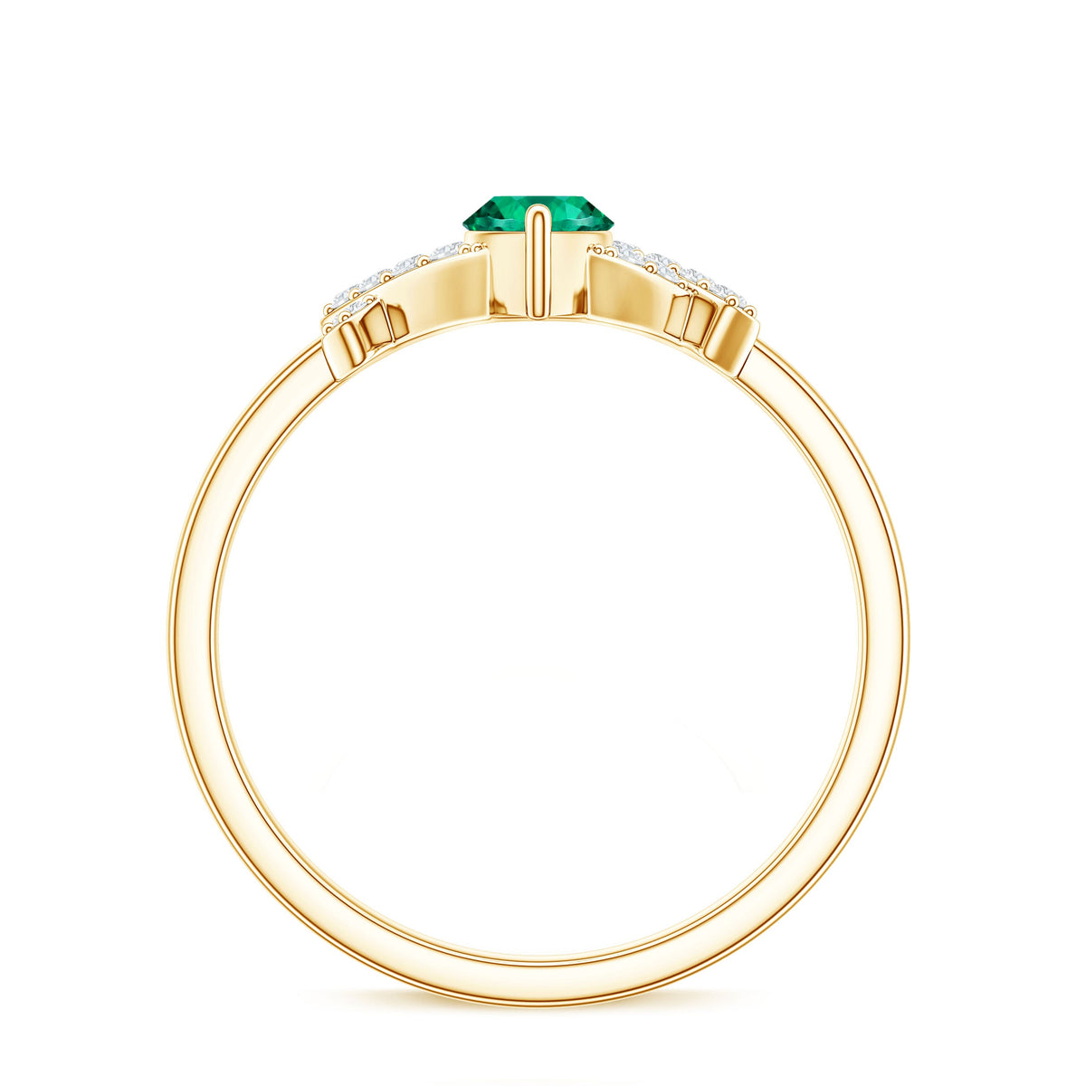 Designer Lab Grown Emerald Marquise Engagement Ring with Diamond