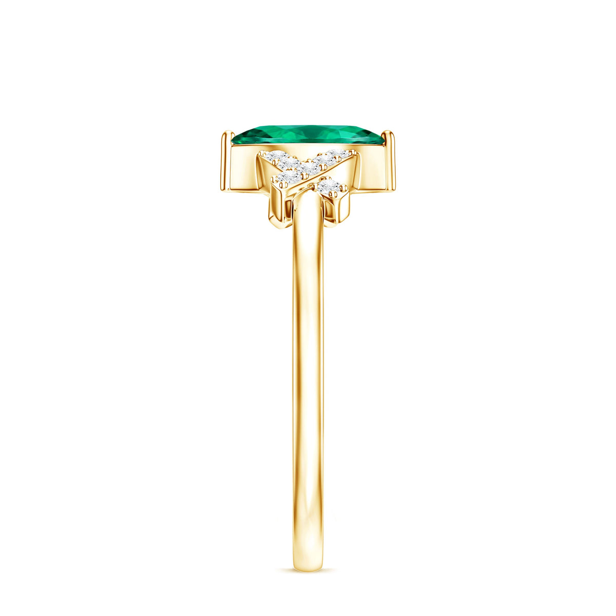 Designer Lab Grown Emerald Marquise Engagement Ring with Diamond