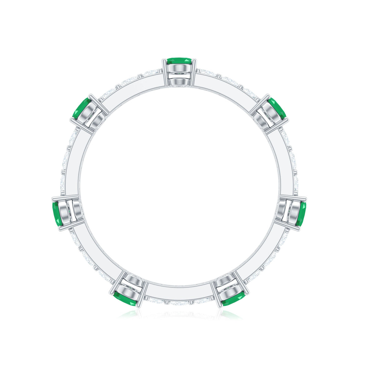 Natural Oval Emerald Diamond Eternity Marriage Anniversary Ring