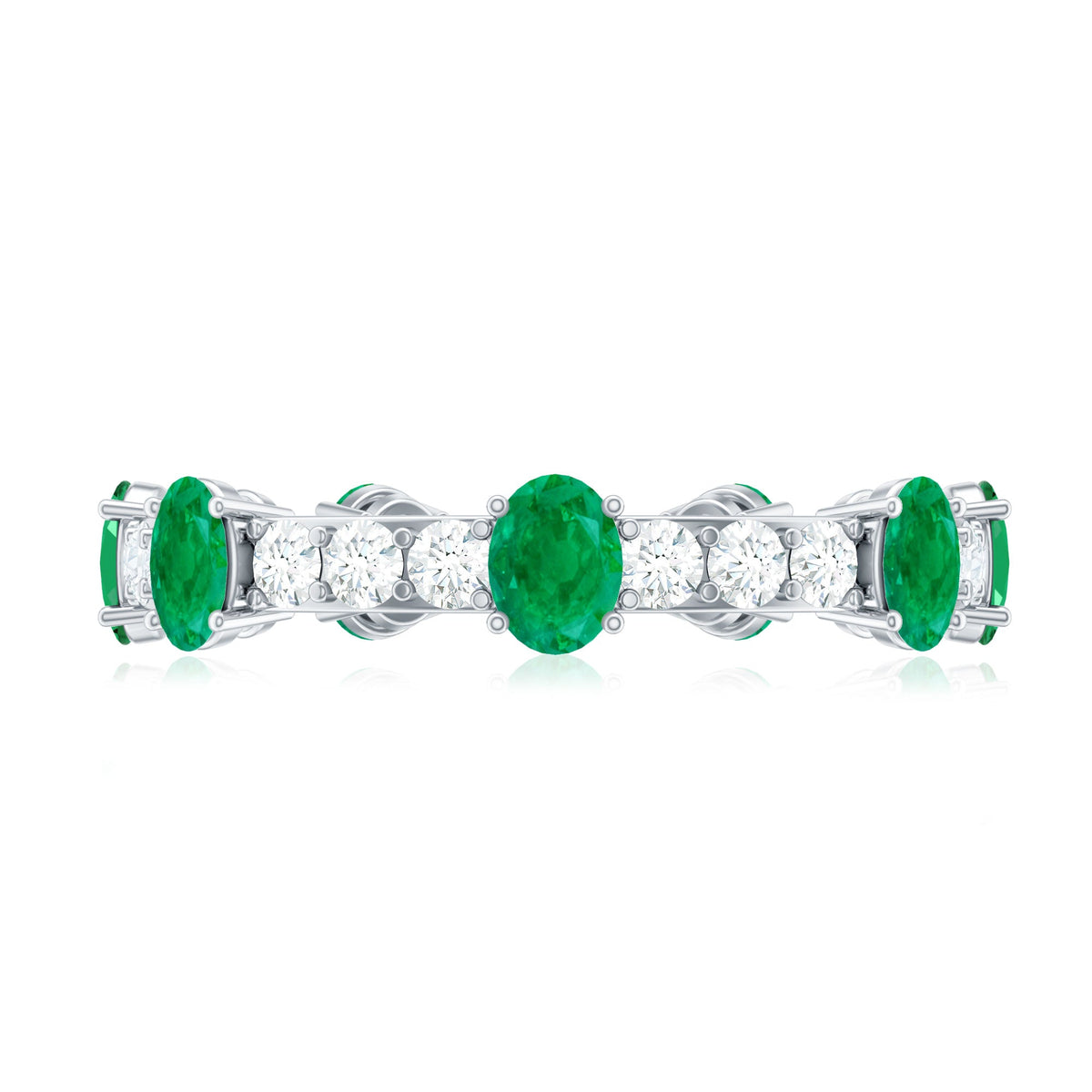 Natural Oval Emerald Diamond Eternity Marriage Anniversary Ring