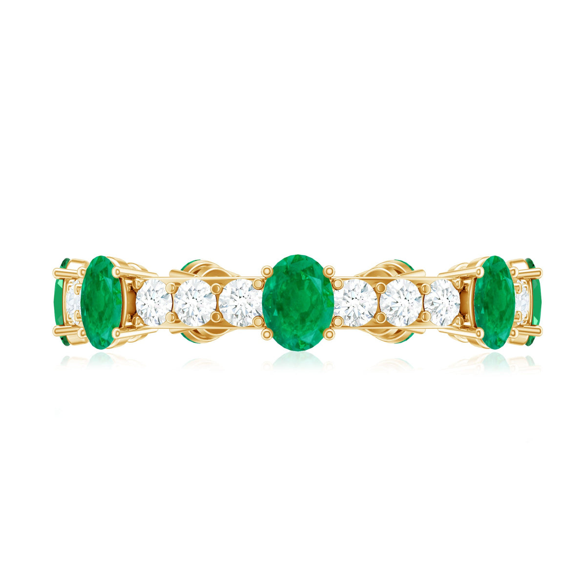 Natural Oval Emerald Diamond Eternity Marriage Anniversary Ring