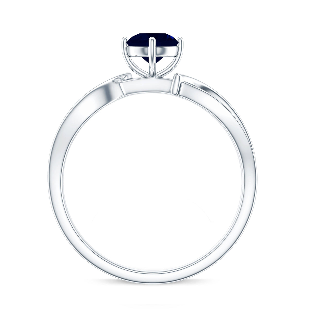 Real 0.95 Carat Round Blue Sapphire Infinity Engagement Ring with Diamond