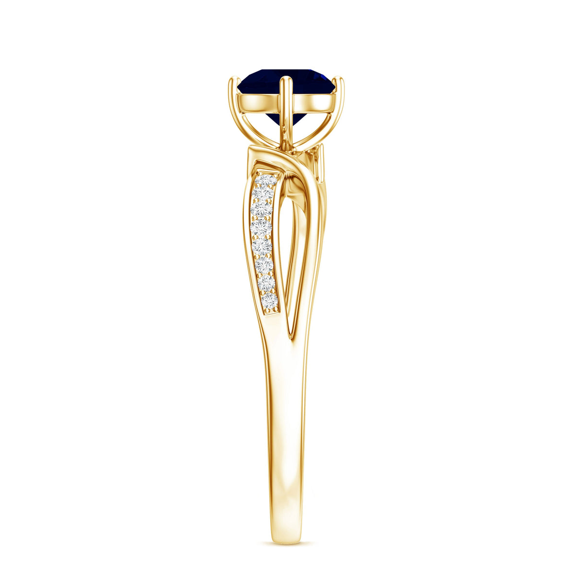 Real 0.95 Carat Round Blue Sapphire Infinity Engagement Ring with Diamond