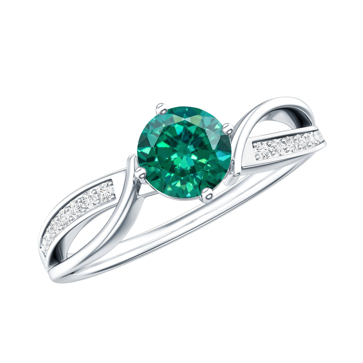 Certified Lab Grown Emerald Diamond Engagement Ring with Infinity Shank