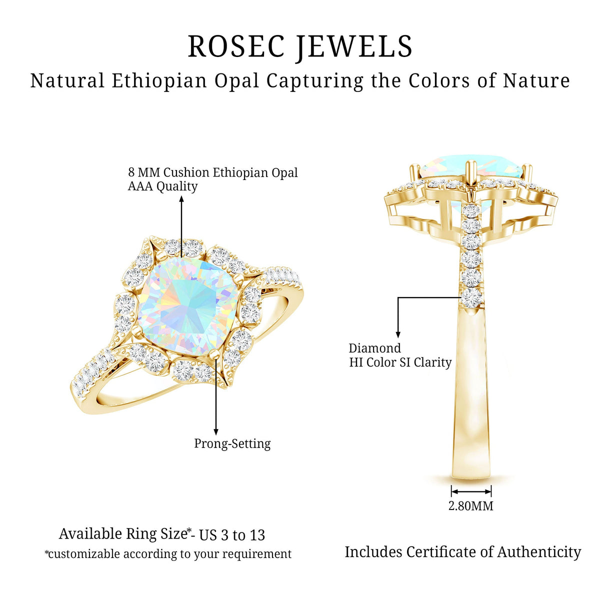 Certified 1.8 Carat Opalescent Vintage Inspired Engagement Ring with Diamond Halo