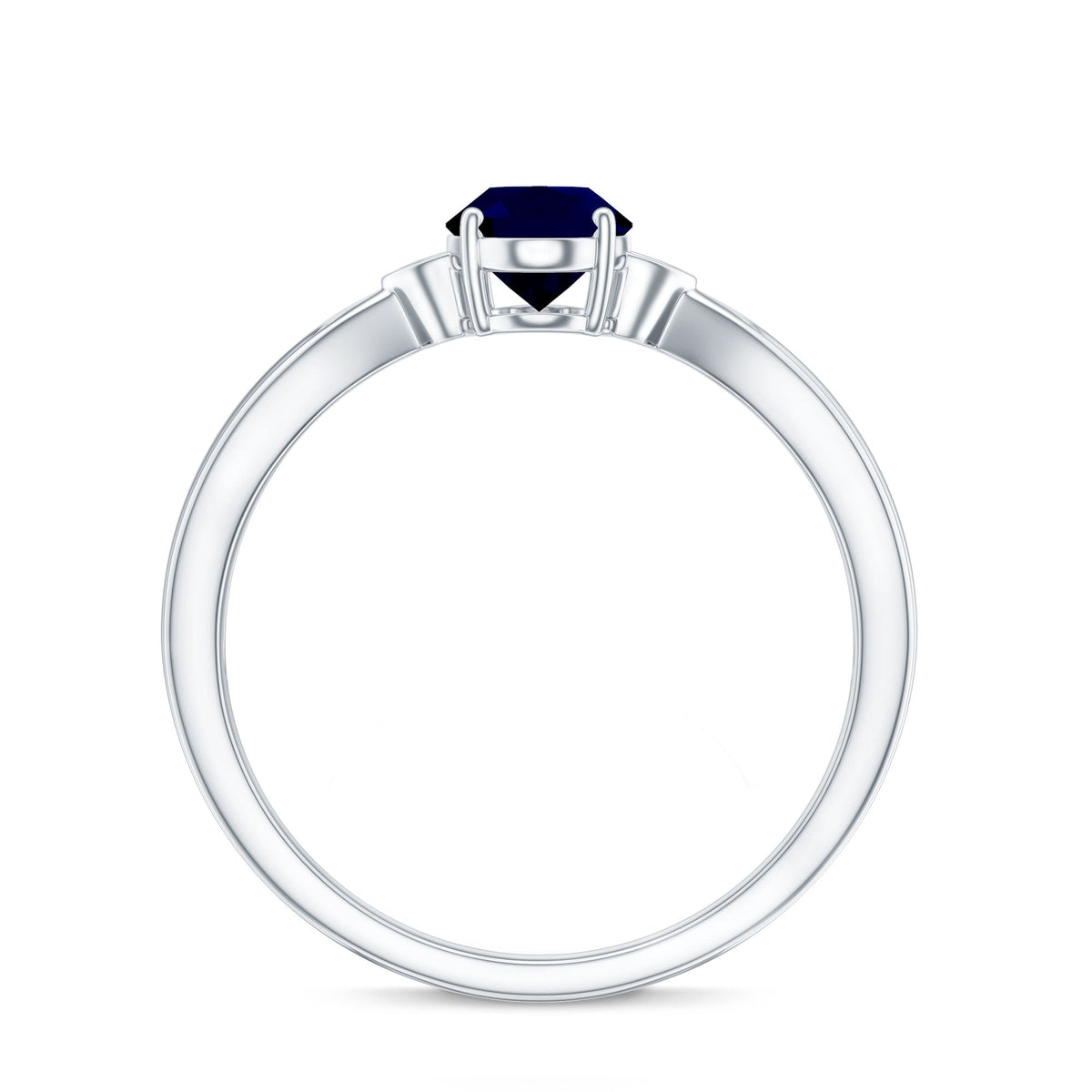 Oval Shape Real Blue Sapphire Solitaire Ring with Diamond