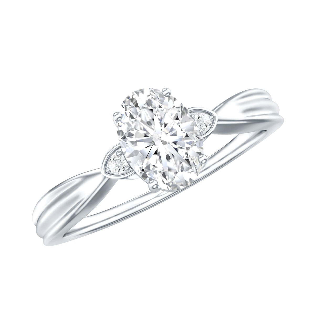 Oval Moissanite Solitaire Engagement Ring with Certificate