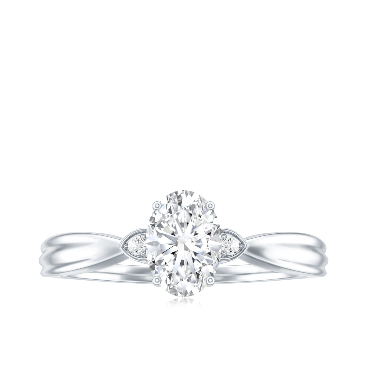 Oval Moissanite Solitaire Engagement Ring with Certificate