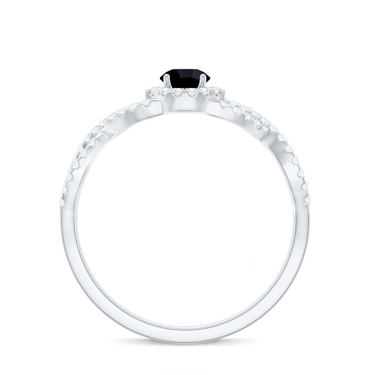 Certified 0.84 Carat Lab Grown Black Diamond Engagement Ring with Criss Cross White Diamond