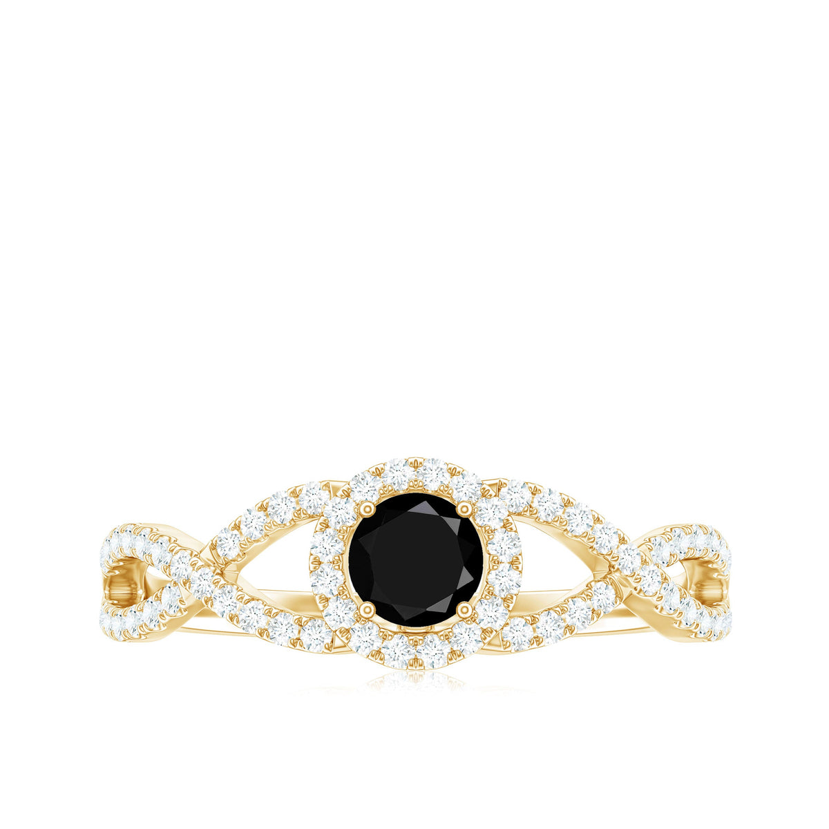 Certified 0.84 Carat Lab Grown Black Diamond Engagement Ring with Criss Cross White Diamond