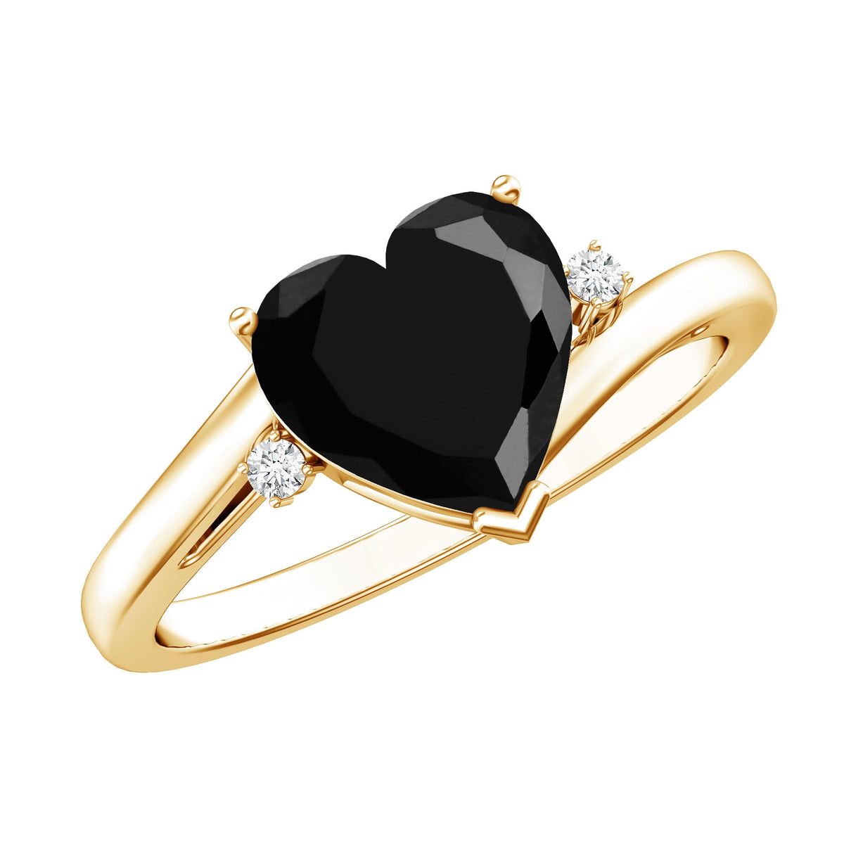 2 Carat Heart Shape Black Spinel Solitaire Engagement Ring