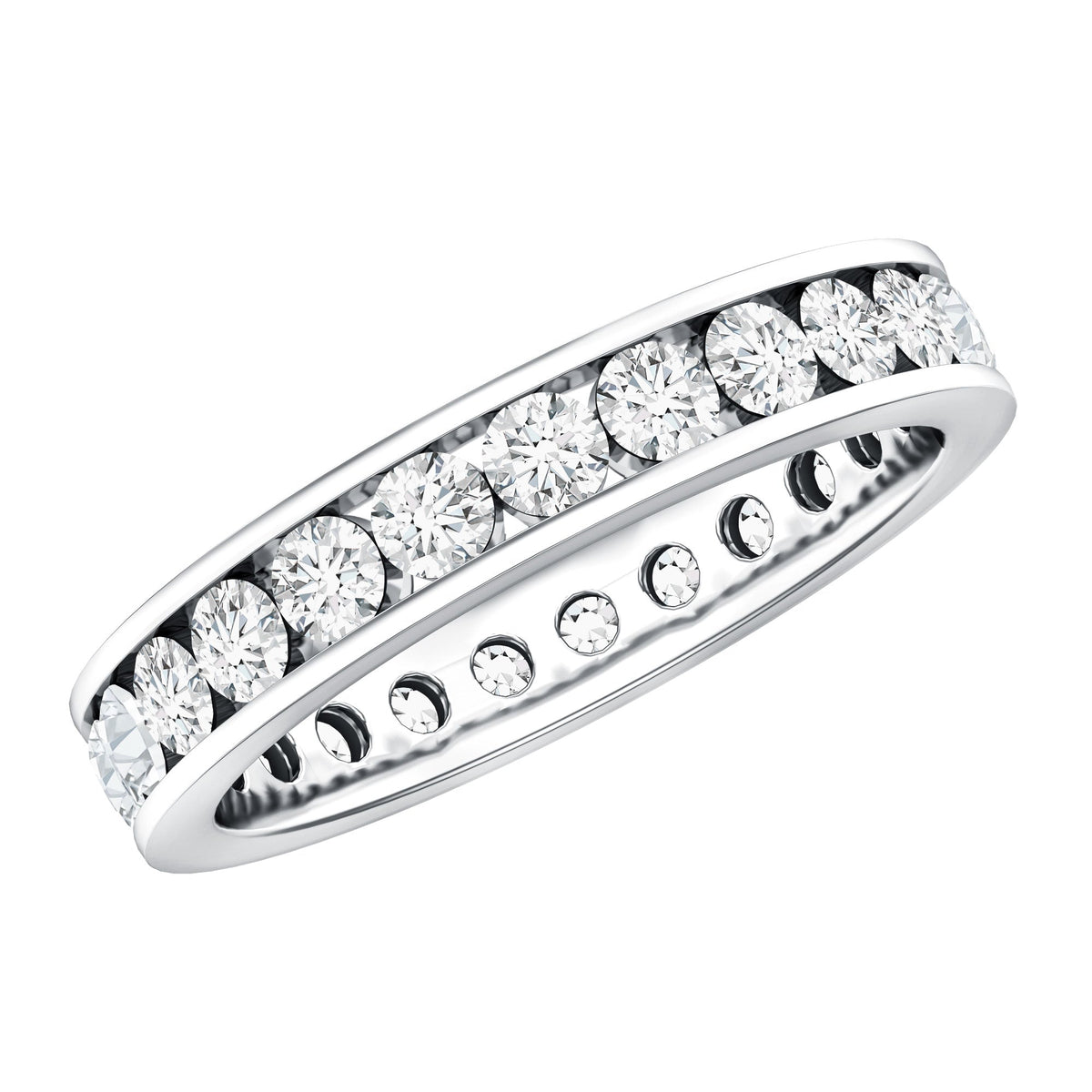 Channel Set Round Moissanite Full Eternity Band Ring