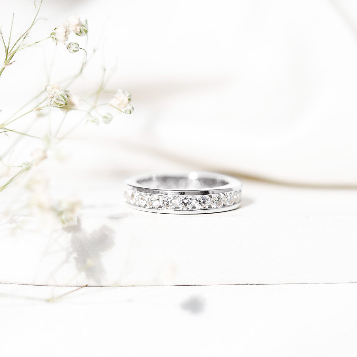 Channel Set Round Moissanite Full Eternity Band Ring