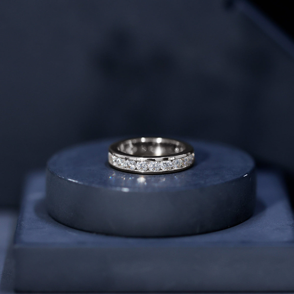 Channel Set Round Moissanite Full Eternity Band Ring