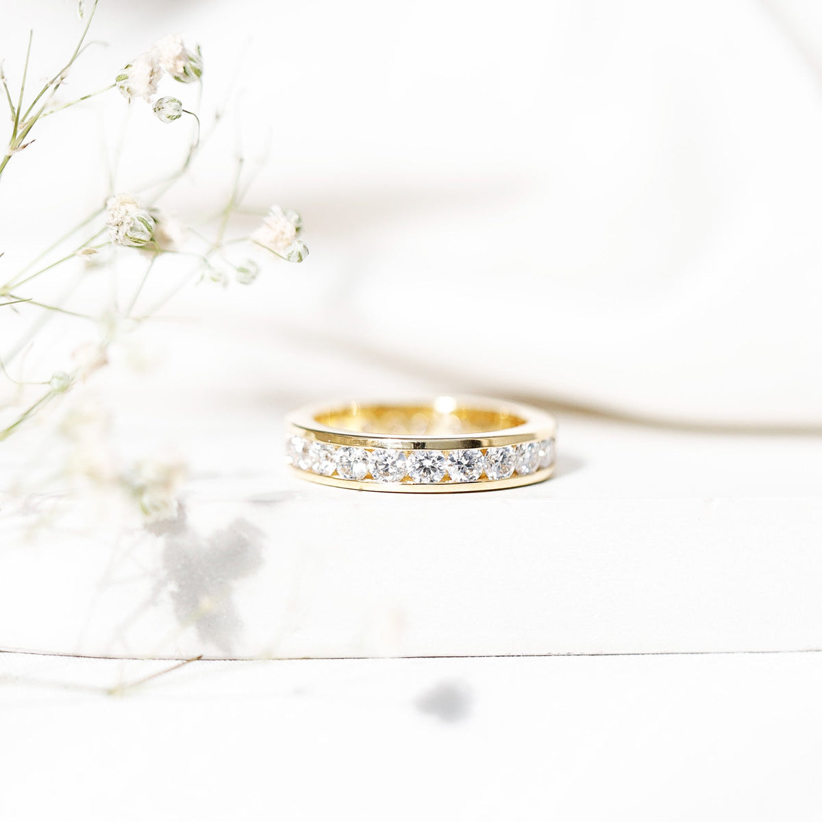 Channel Set Round Moissanite Full Eternity Band Ring