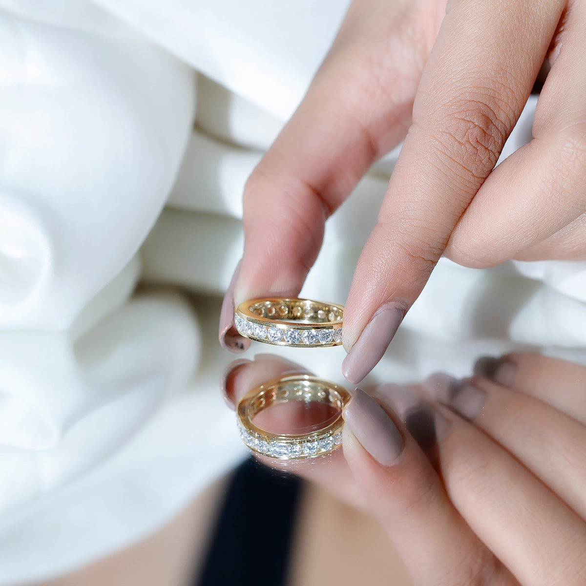 Channel Set Round Moissanite Full Eternity Band Ring