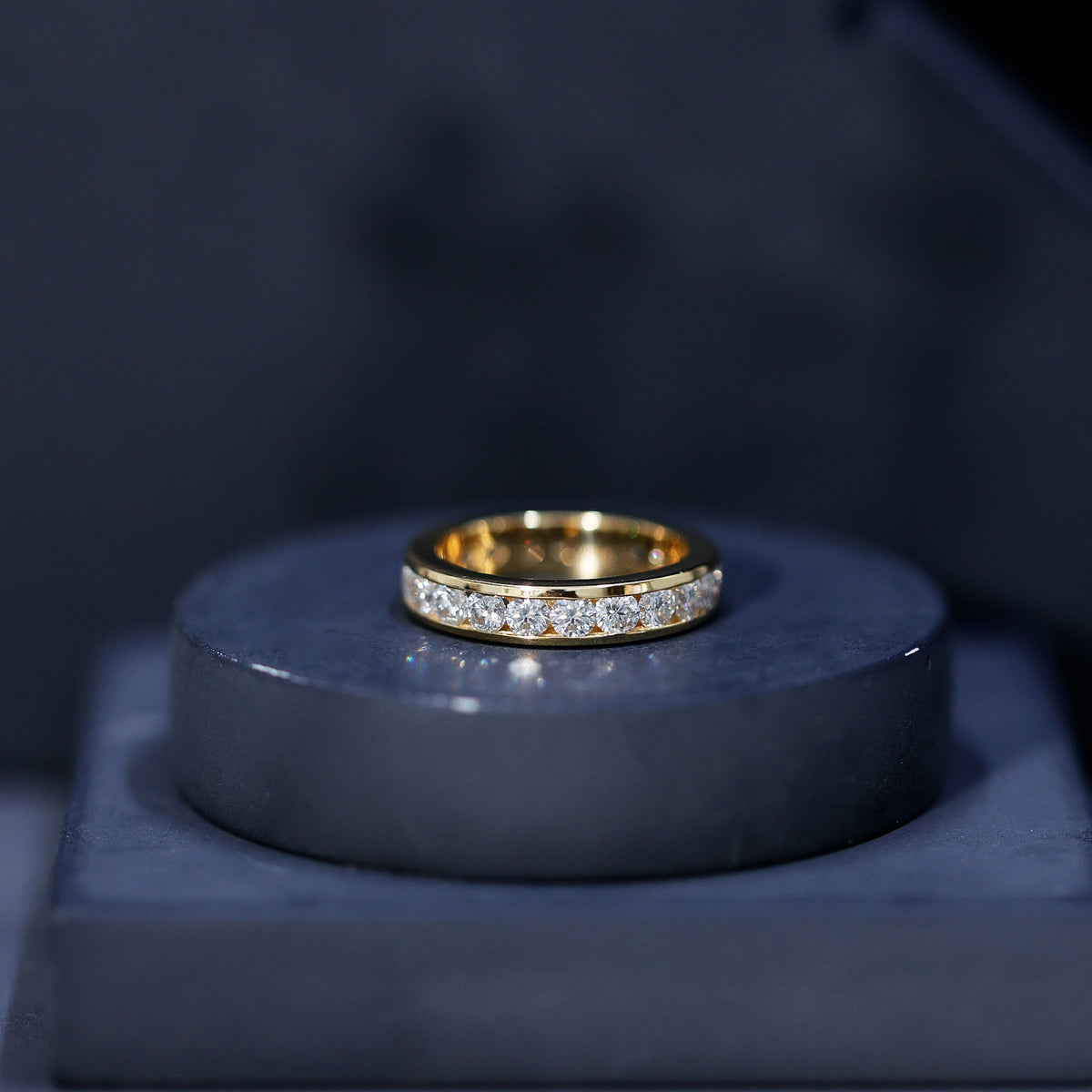 Channel Set Round Moissanite Full Eternity Band Ring