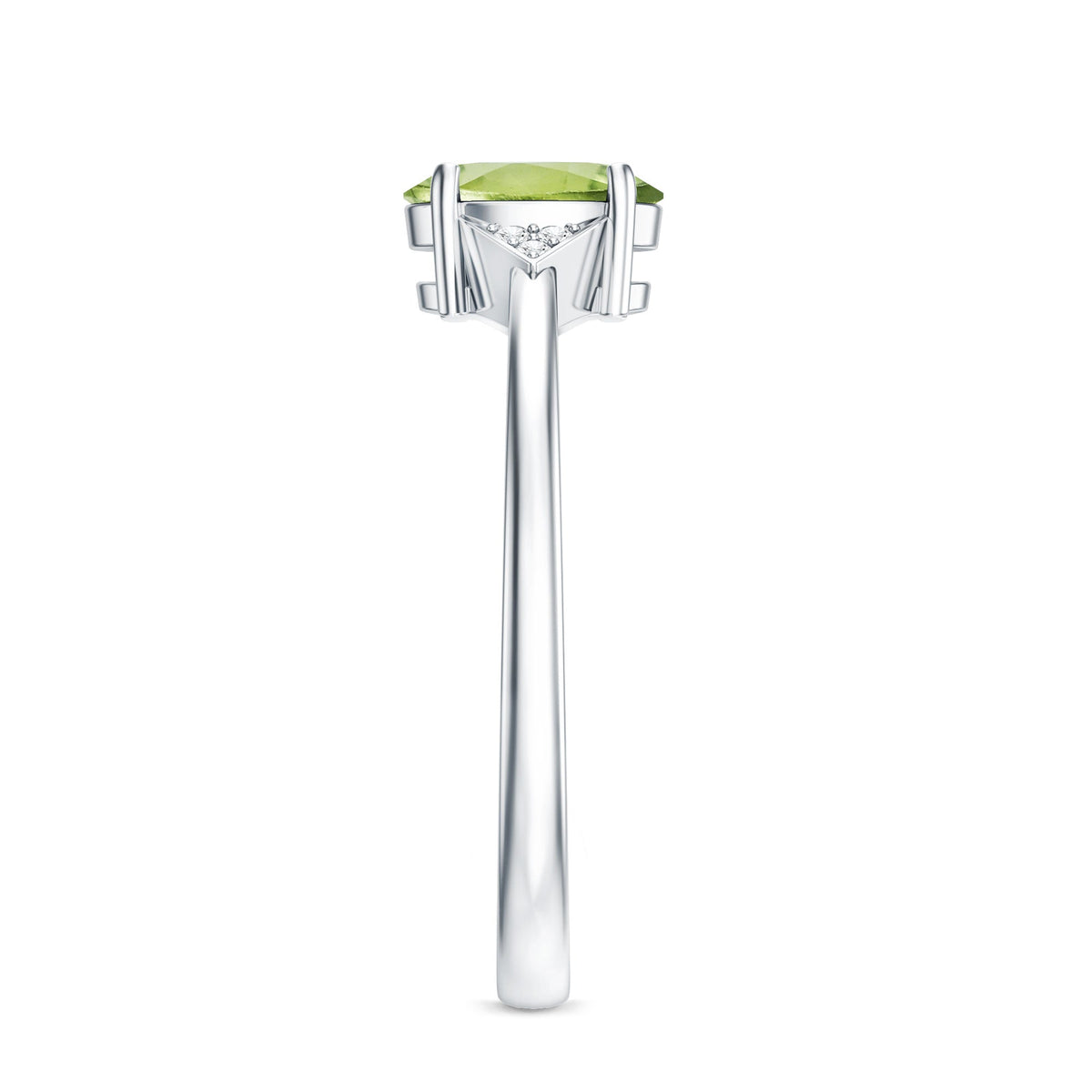 Natural Solitaire 1 Carat Peridot Oval Engagement Ring with Diamond