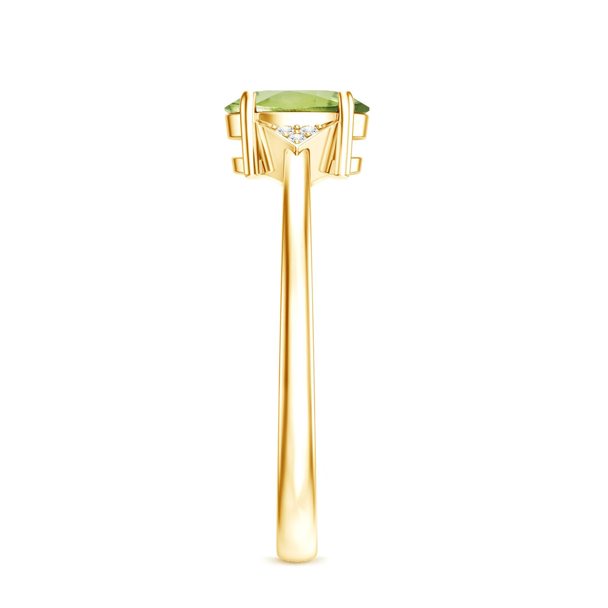 Natural Solitaire 1 Carat Peridot Oval Engagement Ring with Diamond