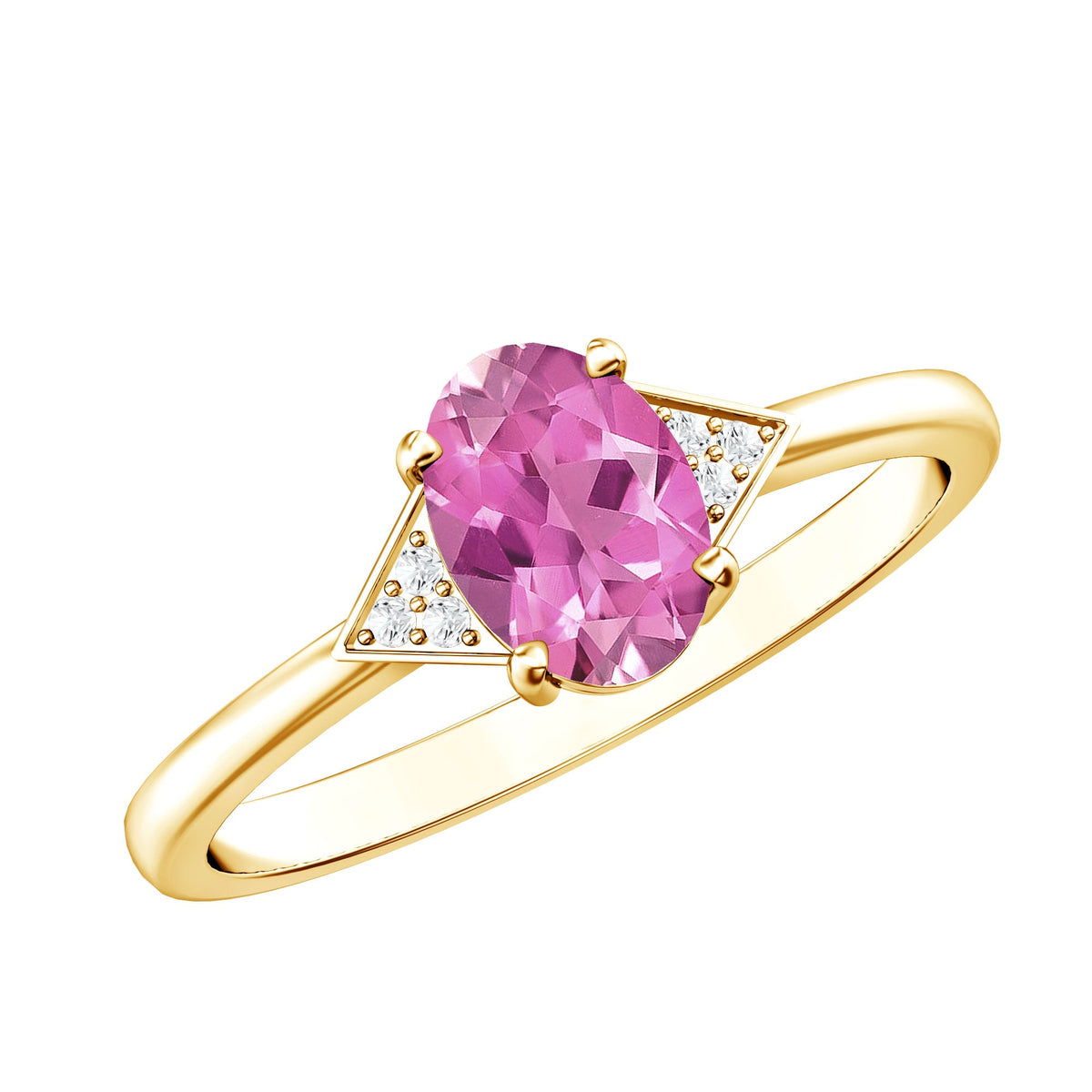 1 Carat Pink Tourmaline Oval Engagement Ring with Diamond