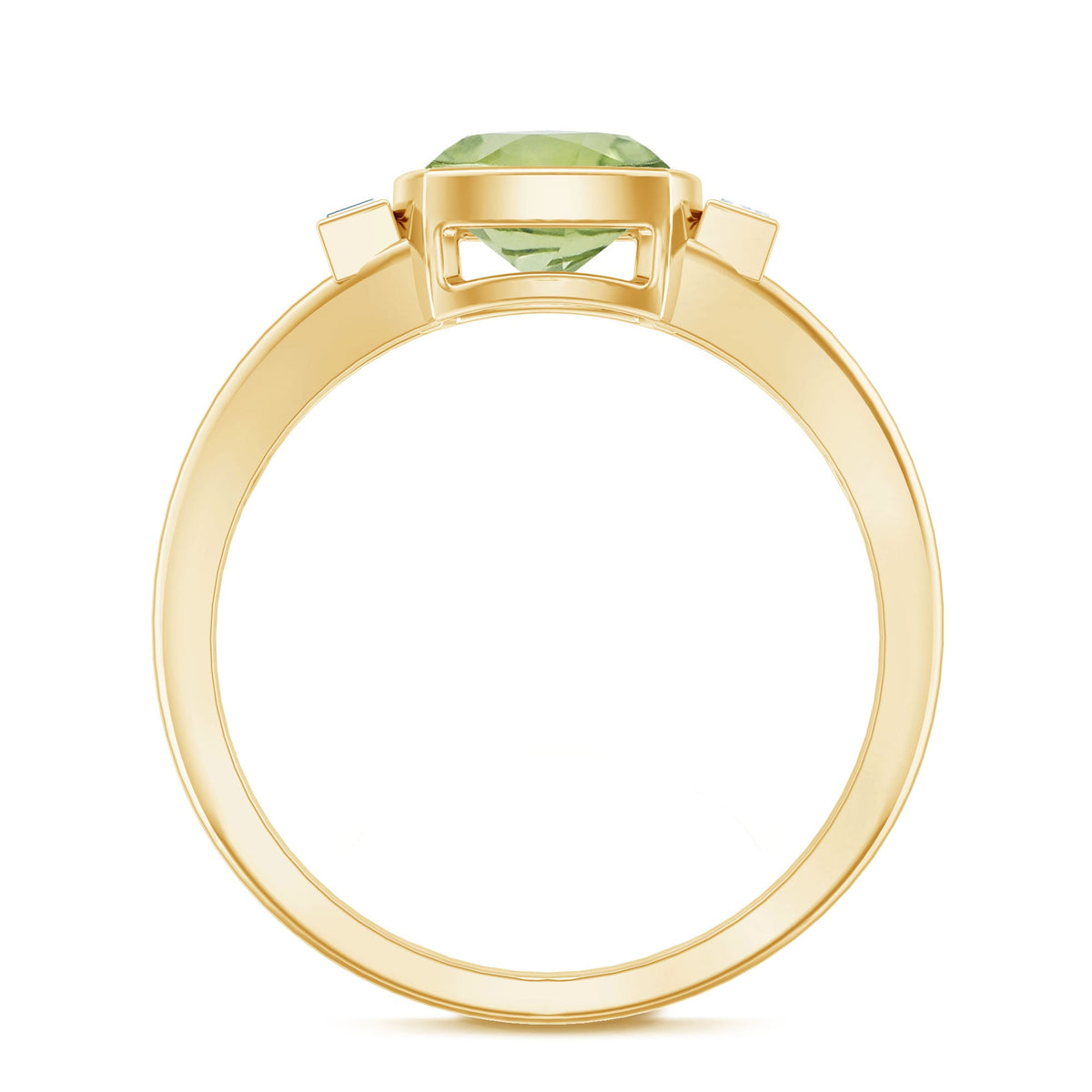 Natural 2 Carat Peridot Cushion Cut Engagement Ring with Diamond
