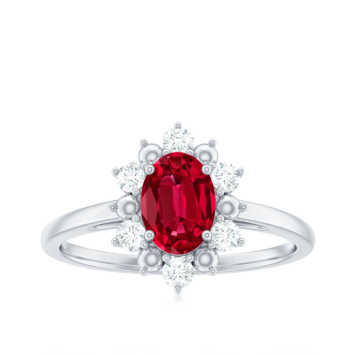 Lab Grown Ruby and Diamond Engagement Ring For Her