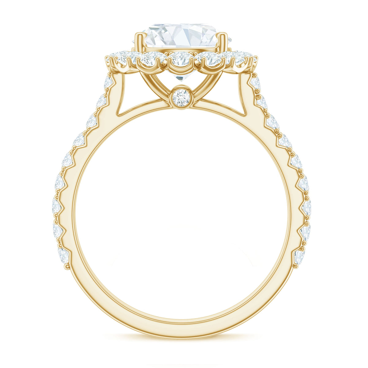 Certified Brilliant Cut Moissanite Halo Engagement Ring