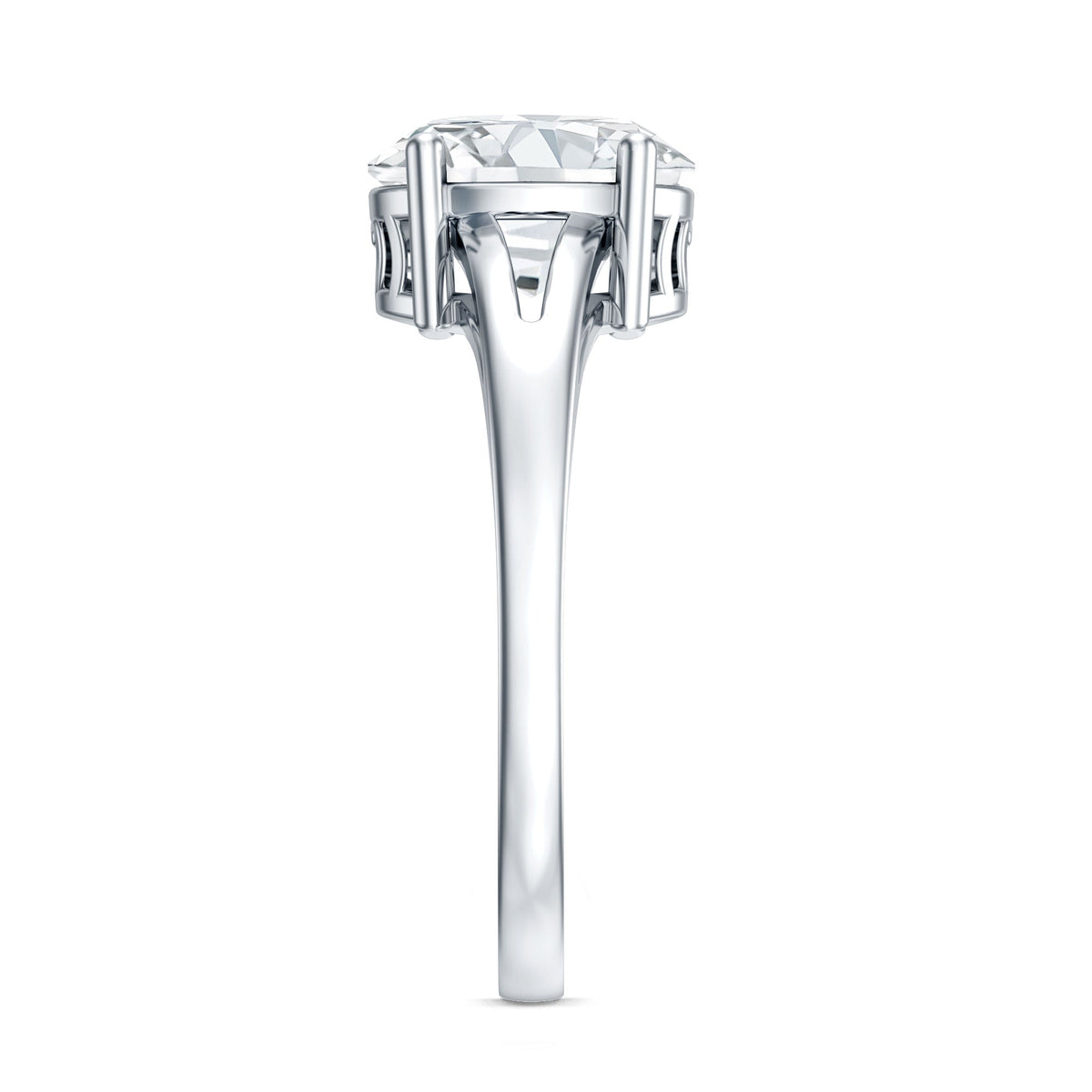 Solitaire Oval Cut Moissanite Split Shank Engagement Ring