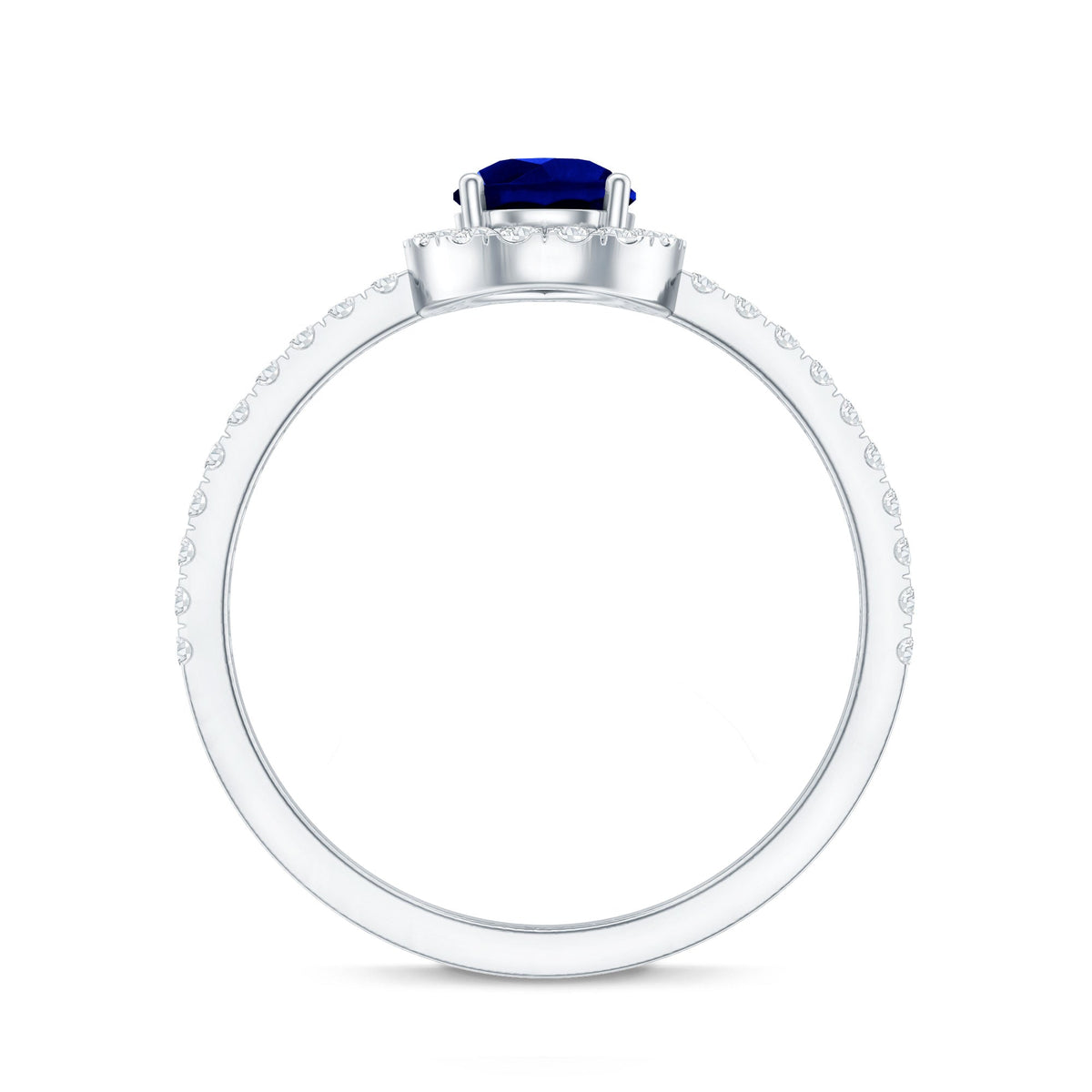 Certified 1.6 Carat Lab Grown Blue Sapphire Teardrop Engagement Ring with Diamond Halo