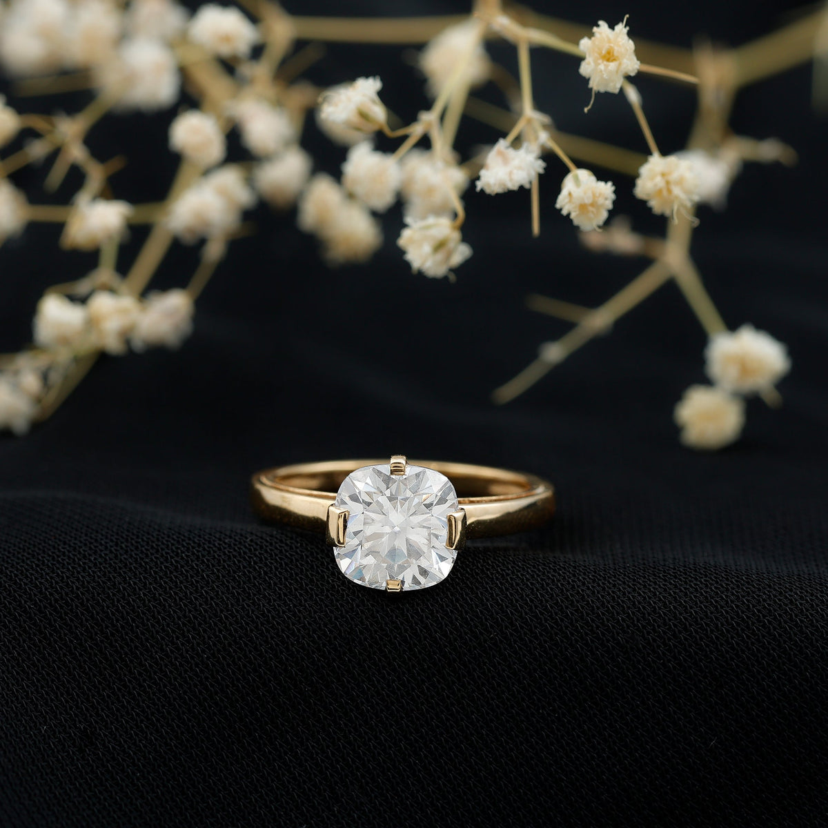 3 Carat Cushion Cut Moissanite Solitaire Engagement Ring with Certificate